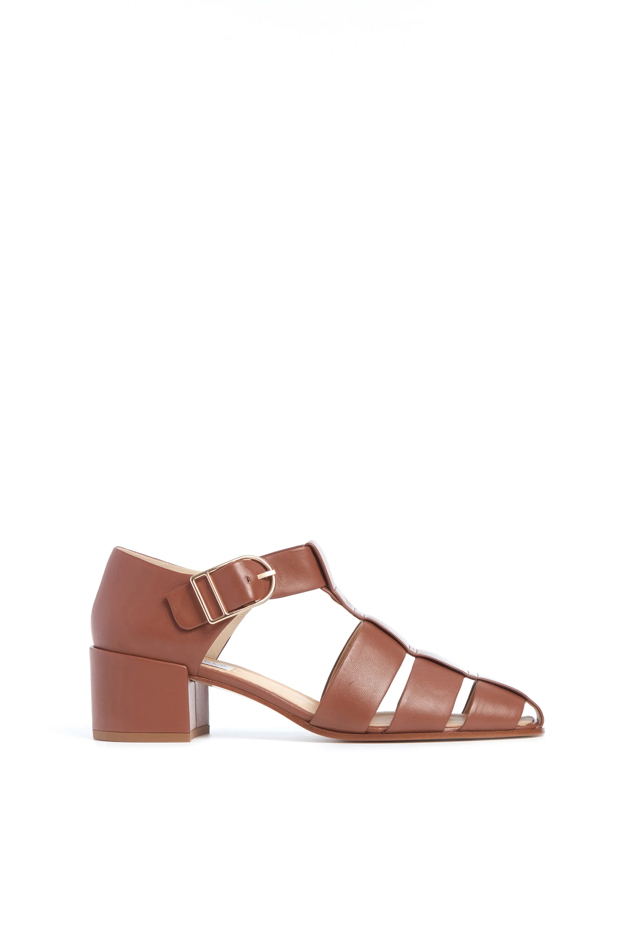 Lyle Block Heel Pump in Cognac Nappa Leather sold by Gabriela Hearst