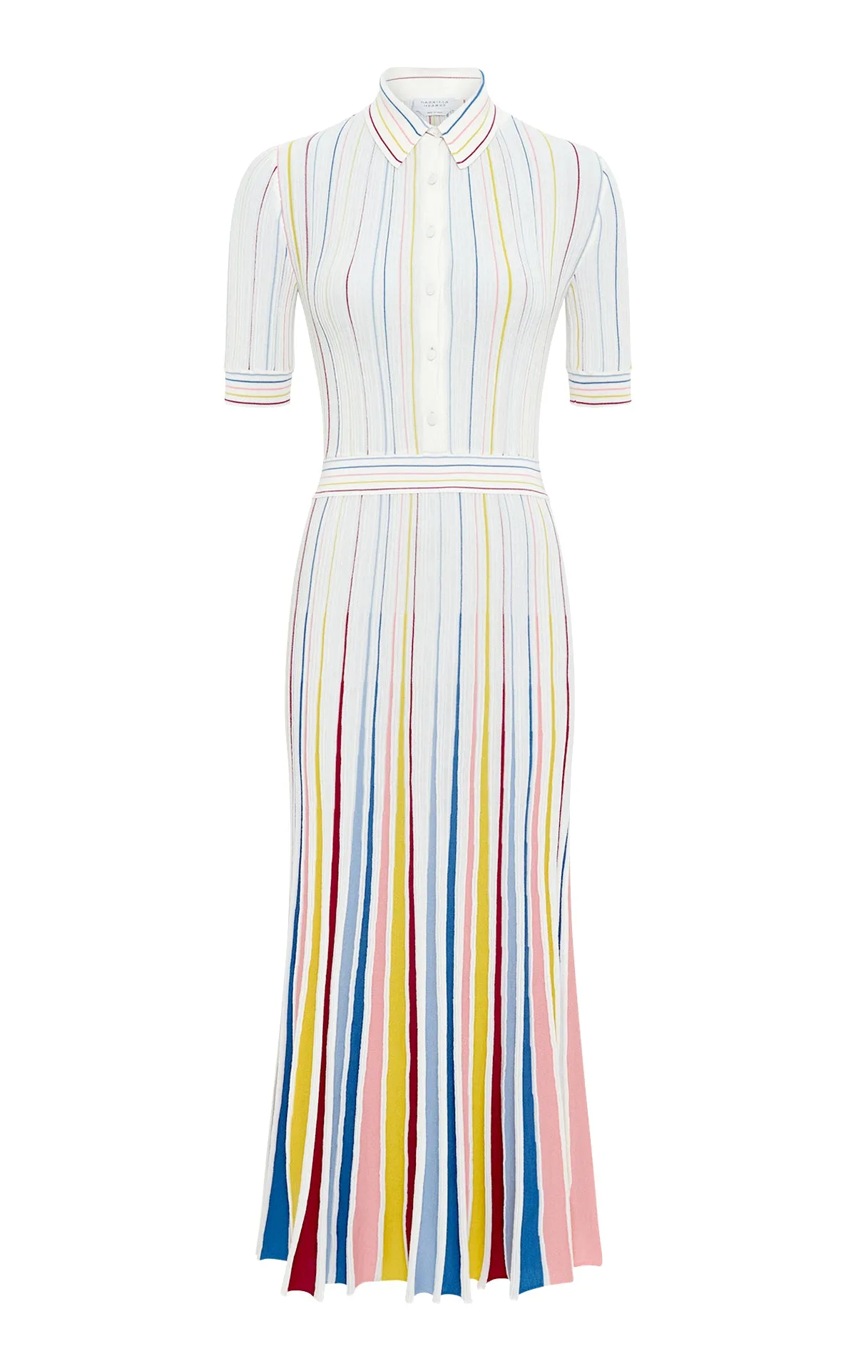 Calypso Pinstripe Knit Midi Dress in Ivory Multi Merino Wool sold by Gabriela Hearst