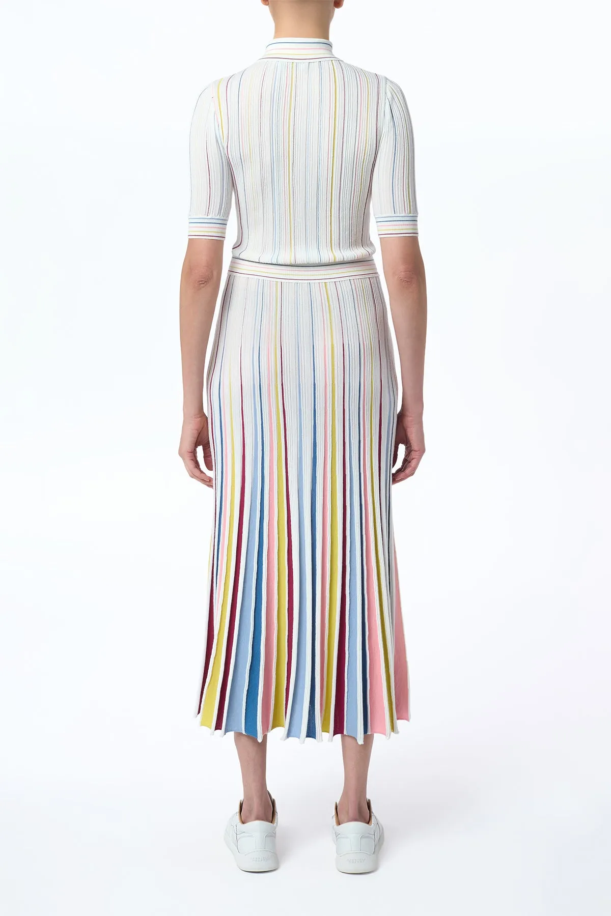 Calypso Pinstripe Knit Midi Dress in Ivory Multi Merino Wool sold by Gabriela Hearst product image thumbnail 3