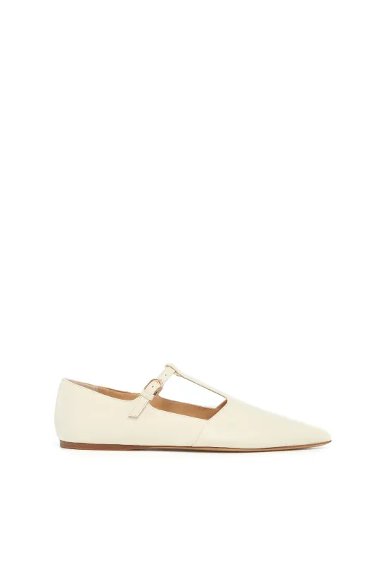 Lola Ballerina Flat Shoe in Cream Nappa Leather sold by Gabriela Hearst
