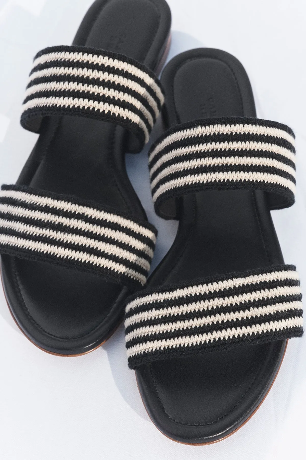 Lora Flat Sandal in Black & White Nappa Leather Crochet sold by Gabriela Hearst product image thumbnail 2