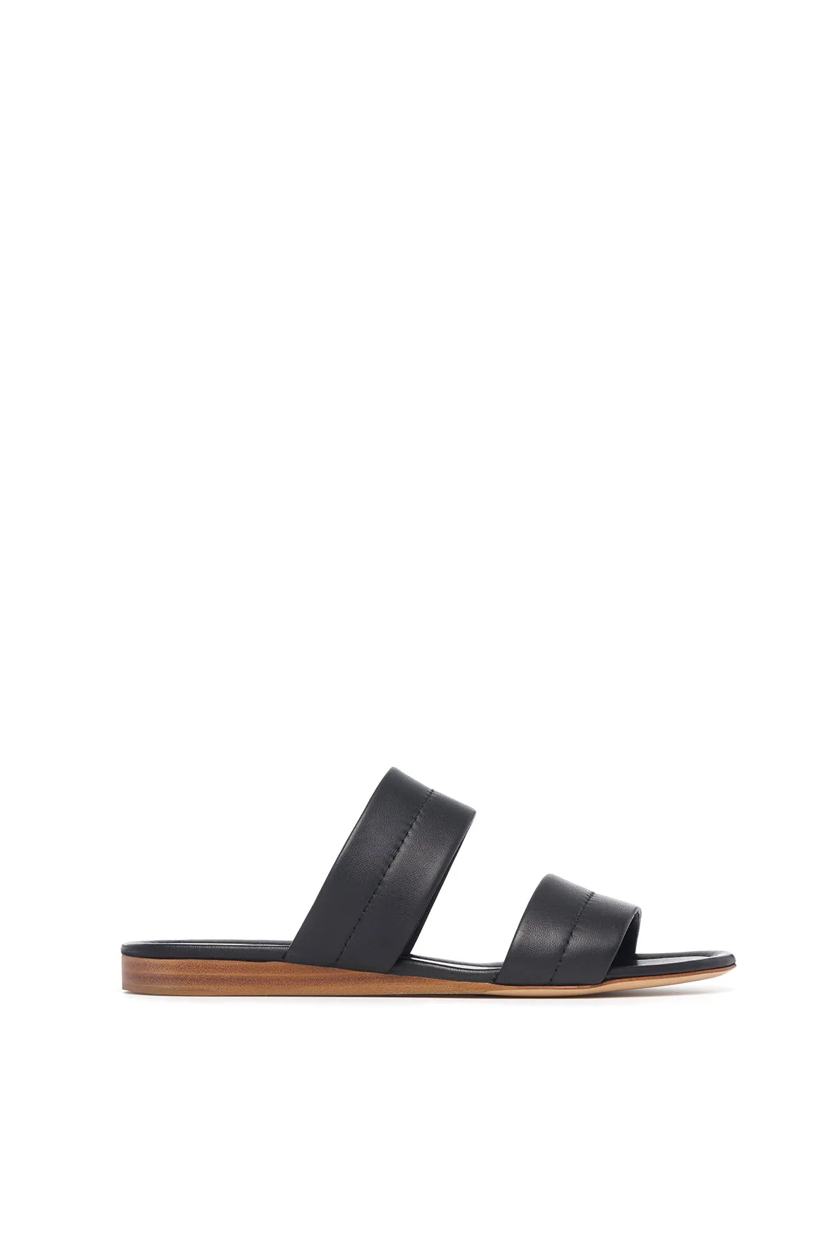Lora Flat Sandal in Black Nappa Leather sold by Gabriela Hearst