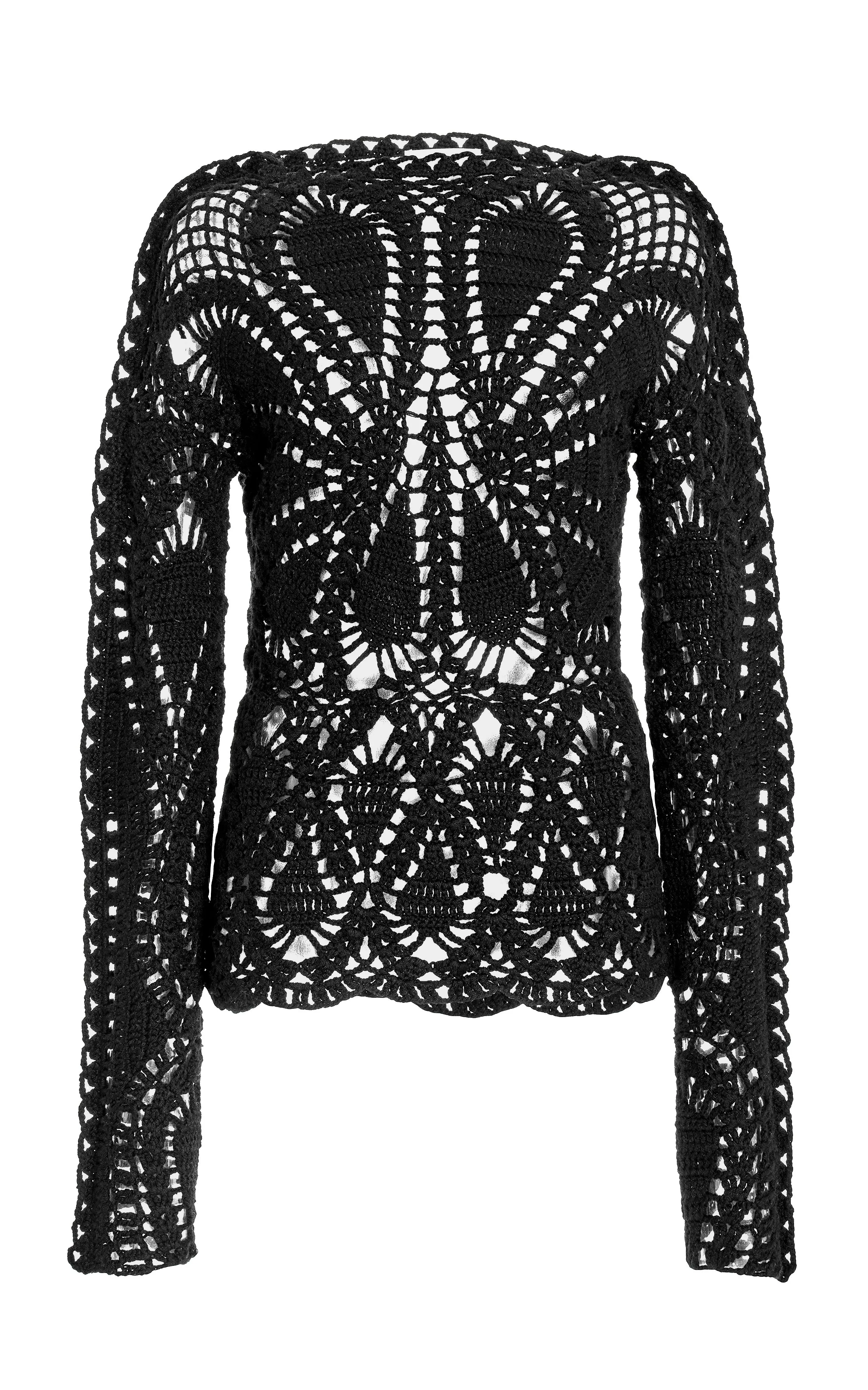 Capps Crochet Top in Black Wool Cashmere sold by Gabriela Hearst