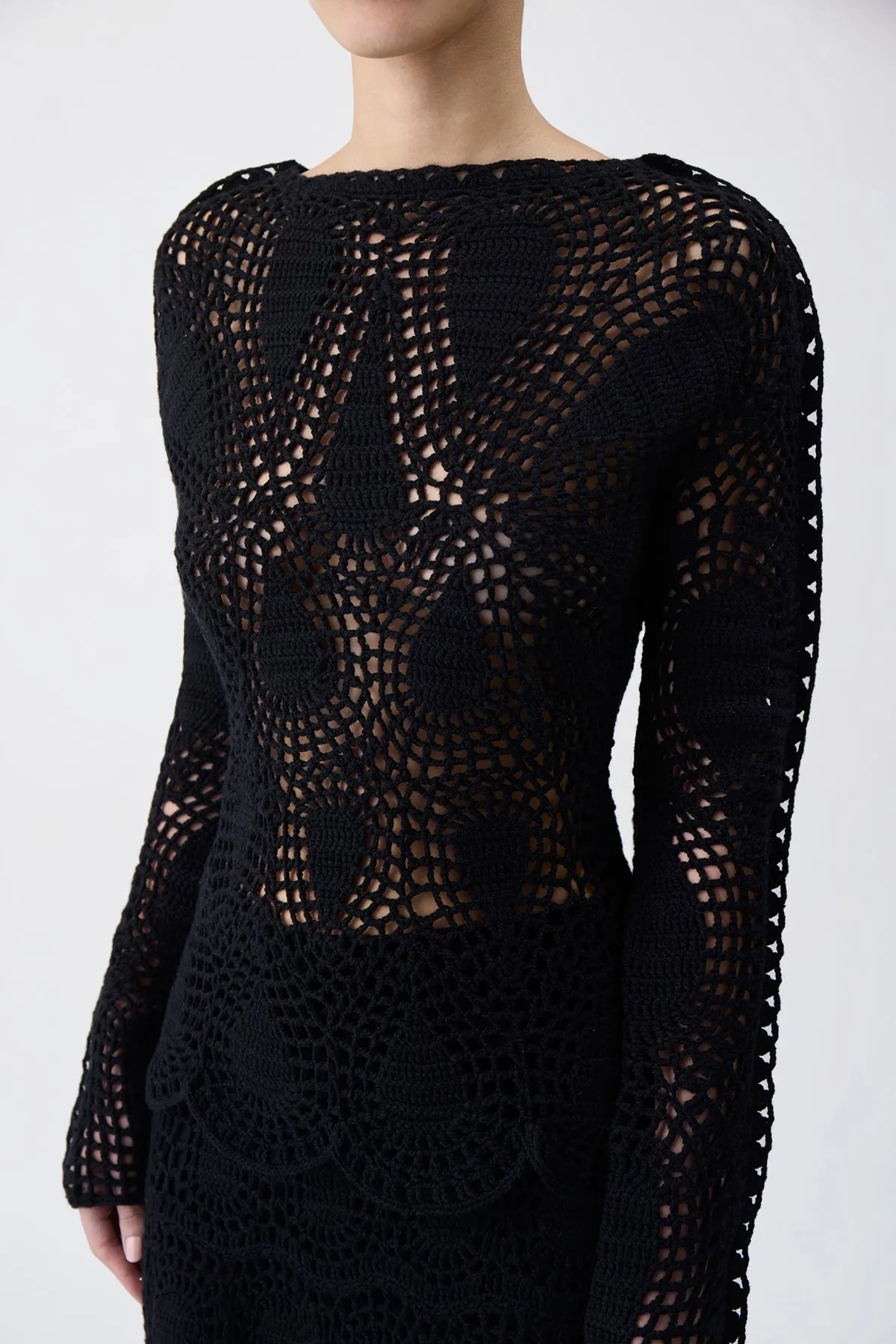 Capps Crochet Top in Black Wool Cashmere sold by Gabriela Hearst product image thumbnail 3