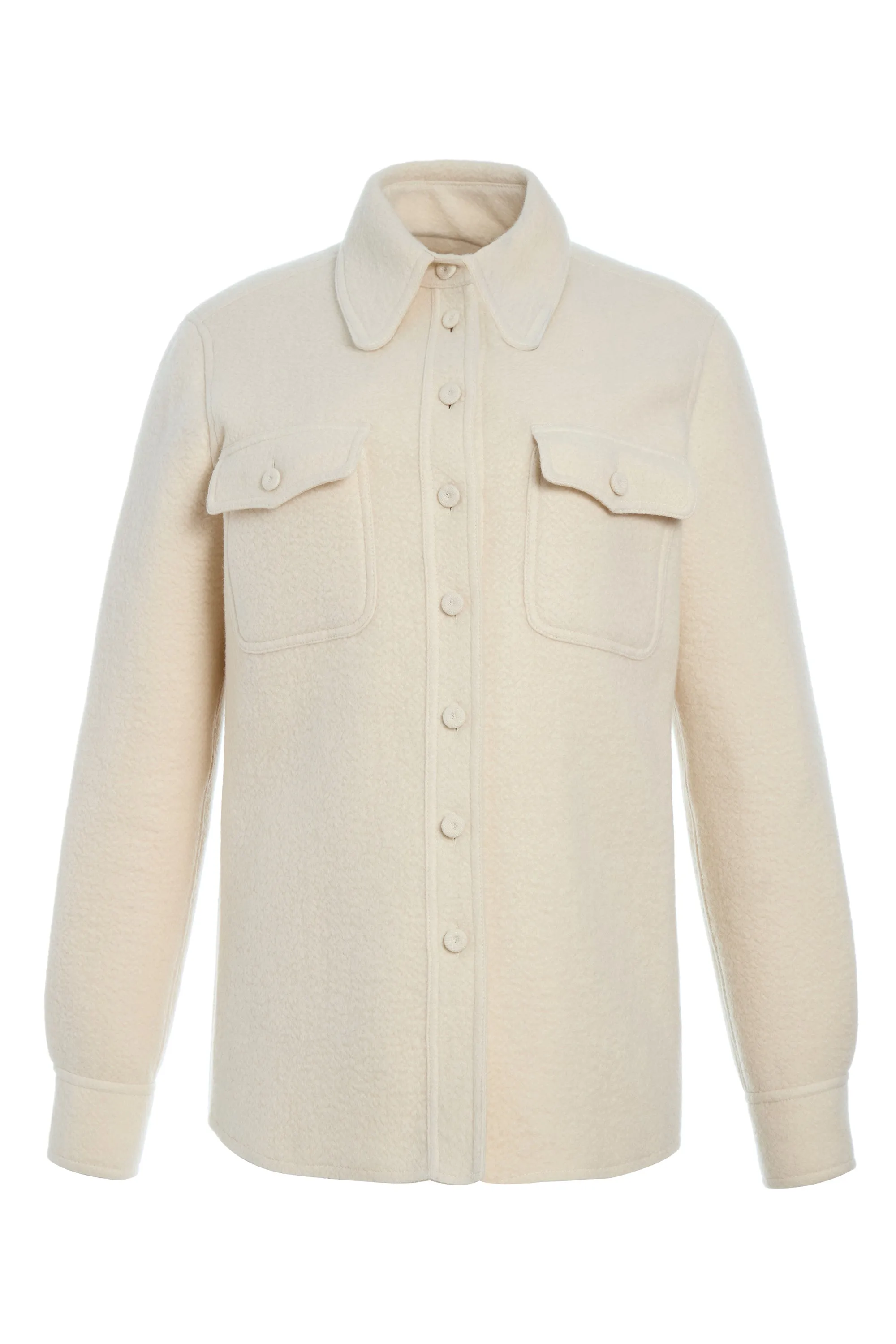 John Austin Shirt in Ivory Double-Face Recycled Cashmere Felt sold by Gabriela Hearst