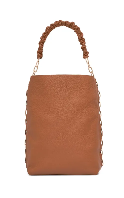 Chain Tote Bag in Cognac Textured Leather made by Gabriela Hearst
