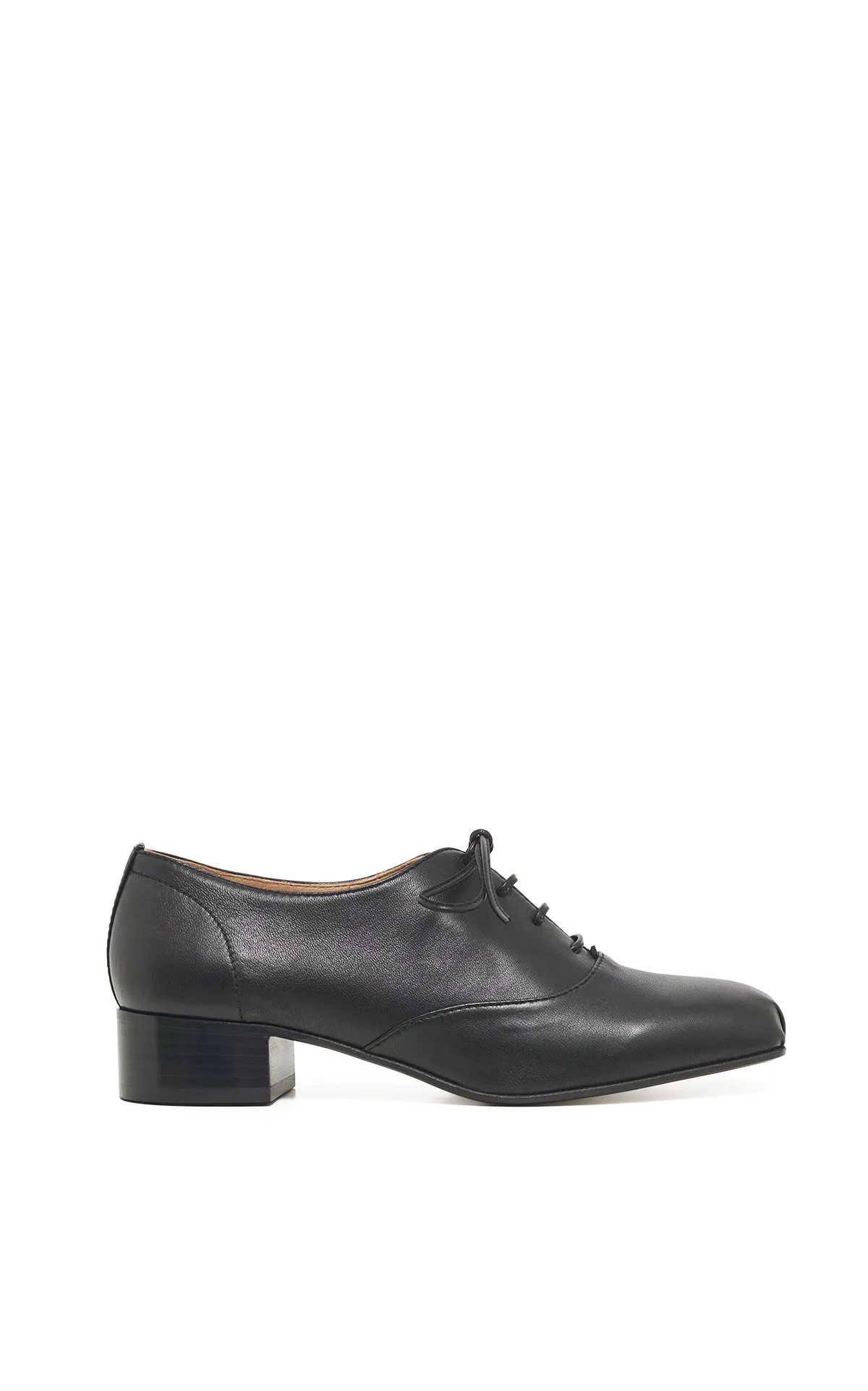 Clio Oxford Heel in Black Nappa Leather sold by Gabriela Hearst