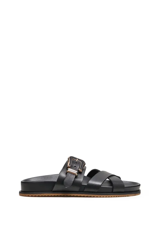Circe Slide Sandal in Black Leather sold by Gabriela Hearst