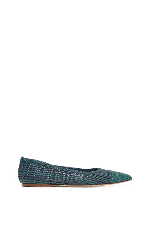 Aurora Braided Flat Shoe in Navy Multi Leather sold by Gabriela Hearst
