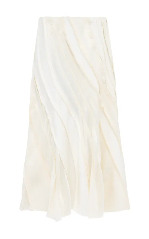 Elora Patchwork Midi Skirt in Ivory Textured Linen Slub made by Gabriela Hearst