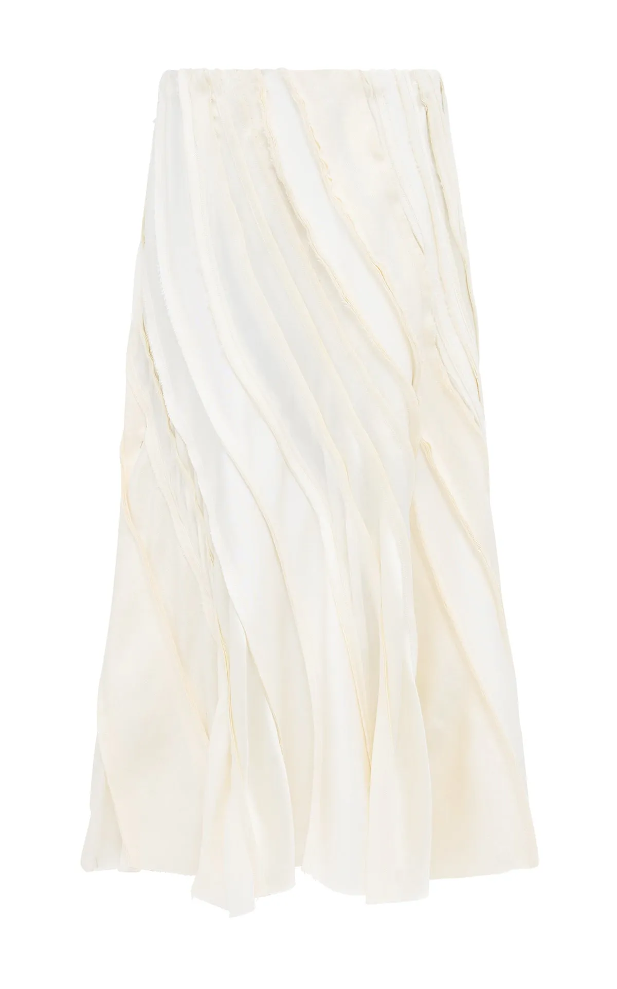 Elora Patchwork Midi Skirt in Ivory Textured Linen Slub sold by Gabriela Hearst