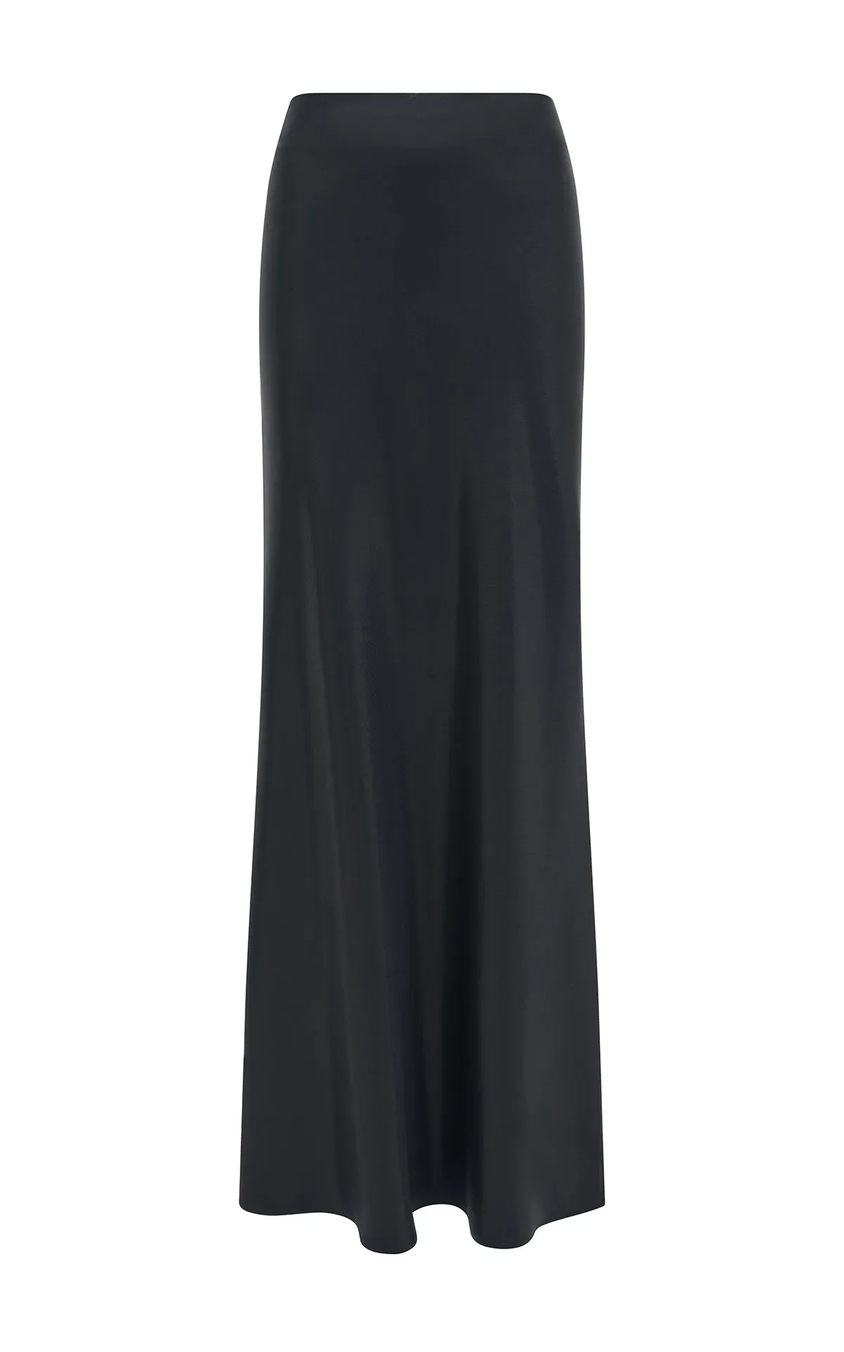 Fauna Bias Maxi Skirt in Black Metallic Silk Twill sold by Gabriela Hearst