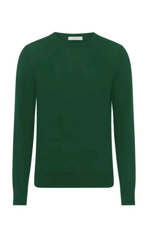 Palco Knit Sweater in English Green Virgin Wool sold by Gabriela Hearst