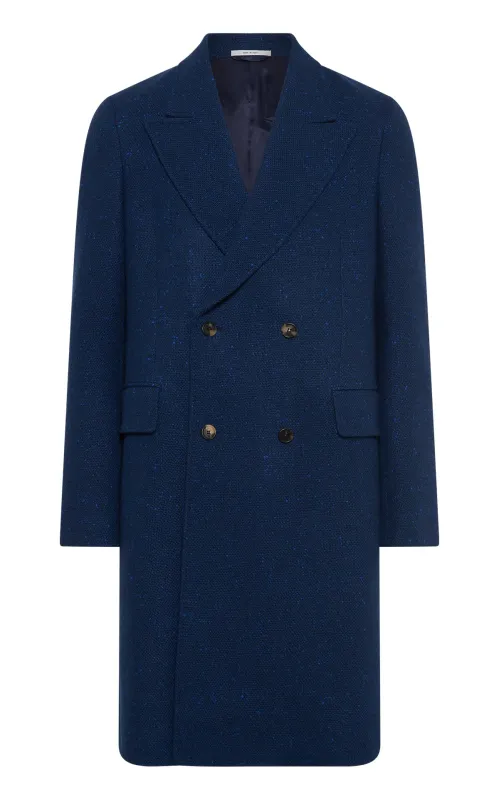 Mcaffrey Coat in Electric Navy Speckled Cashmere sold by Gabriela Hearst