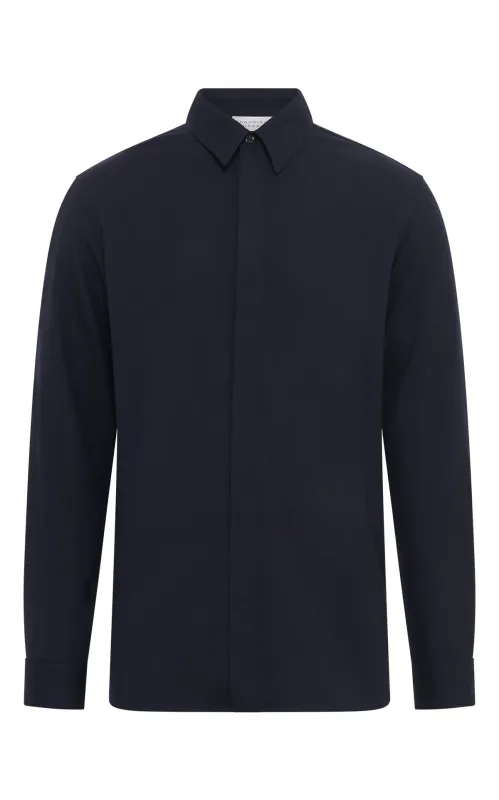Nicolas Shirt in Dark Navy Virgin Wool sold by Gabriela Hearst