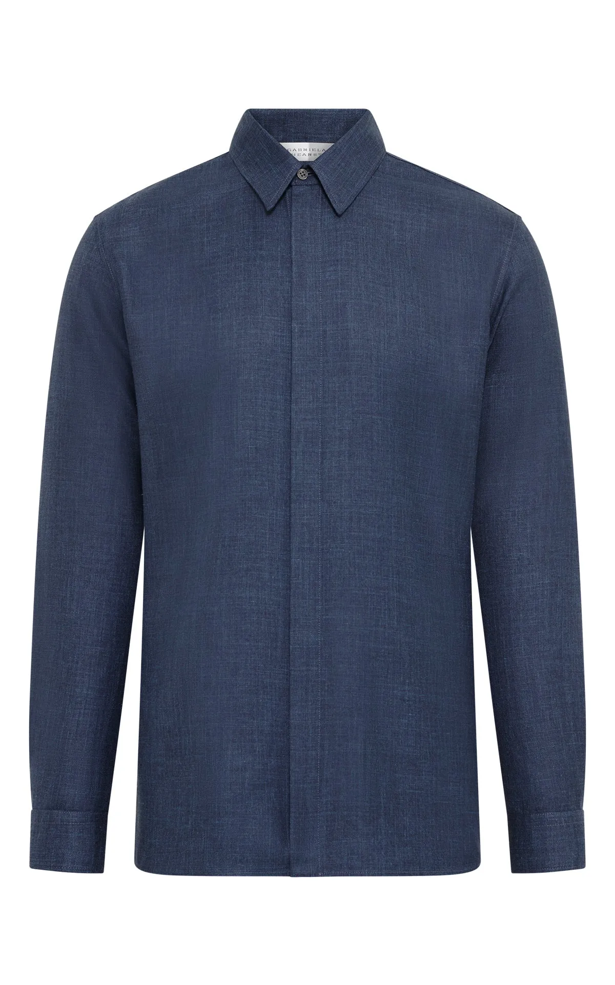 Nicolas Shirt in Denim Virgin Wool Silk with Linen sold by Gabriela Hearst
