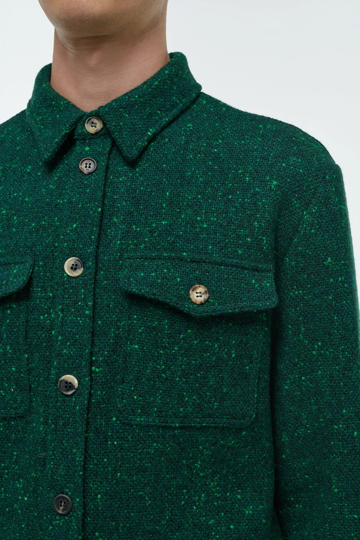 Lucas Overshirt in English Green Speckled Cashmere sold by Gabriela Hearst product image thumbnail 5