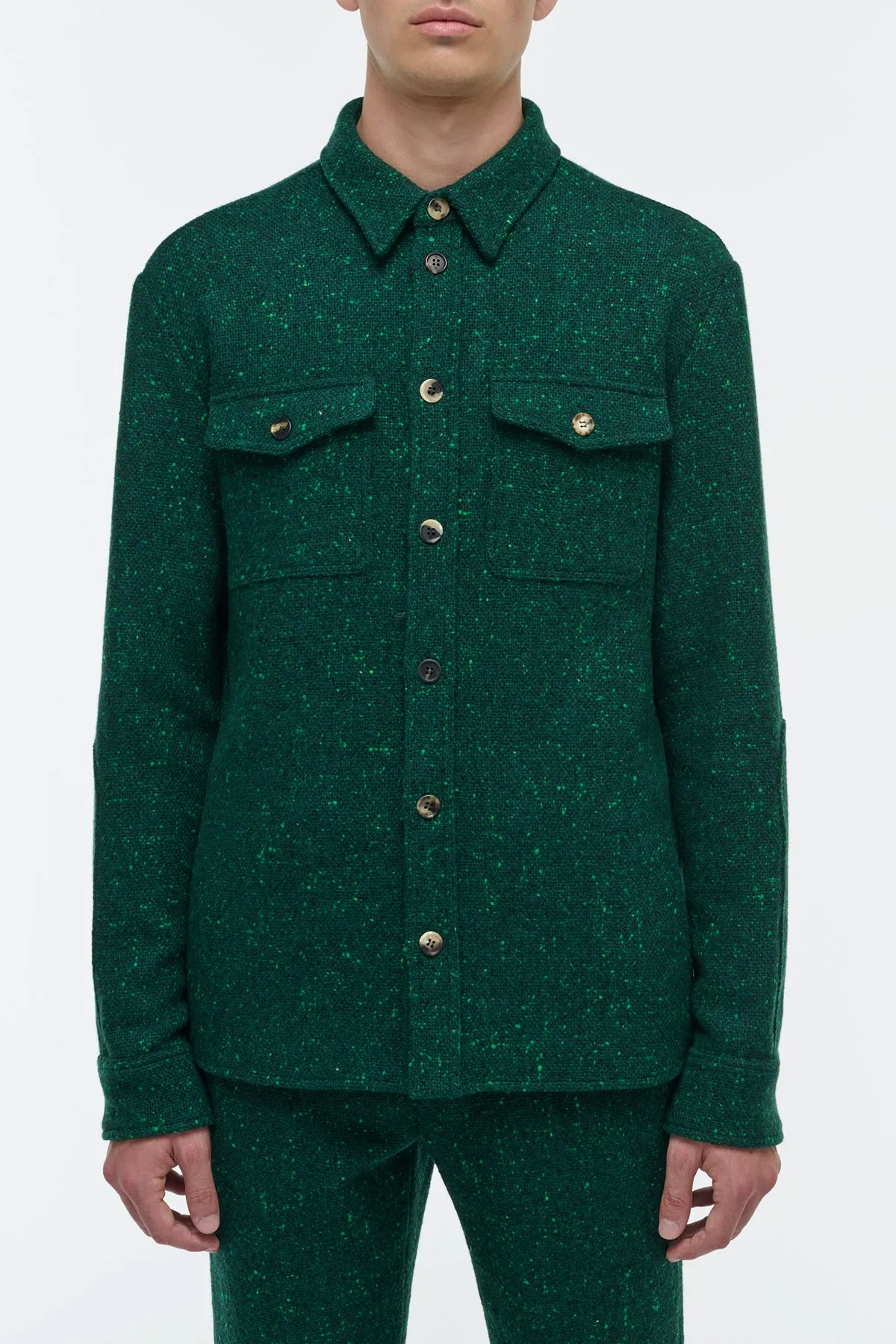 Lucas Overshirt in English Green Speckled Cashmere sold by Gabriela Hearst product image thumbnail 2