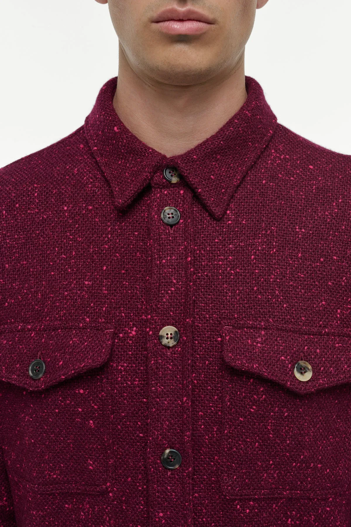 Lucas Overshirt in Bordeaux Speckled Cashmere sold by Gabriela Hearst product image thumbnail 5