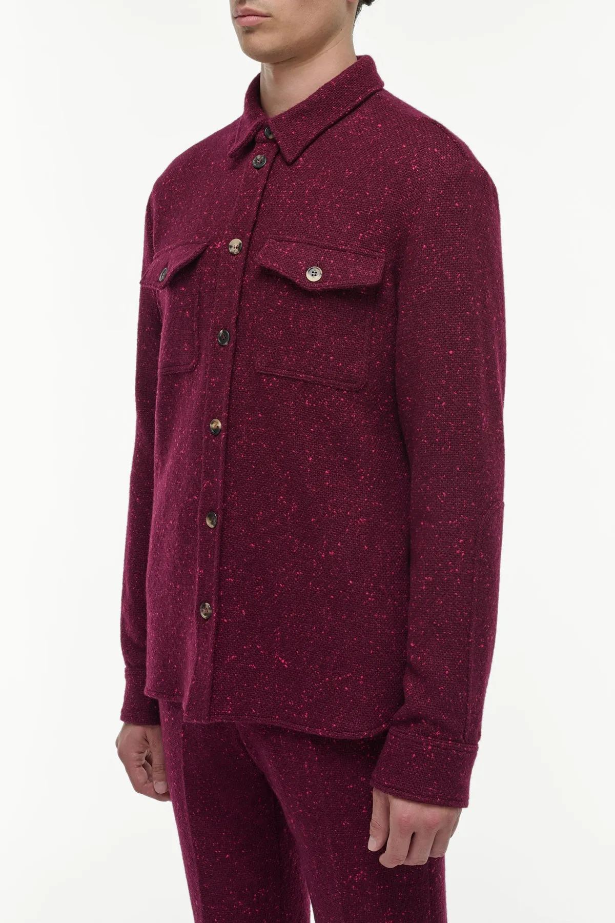 Lucas Overshirt in Bordeaux Speckled Cashmere sold by Gabriela Hearst product image thumbnail 3