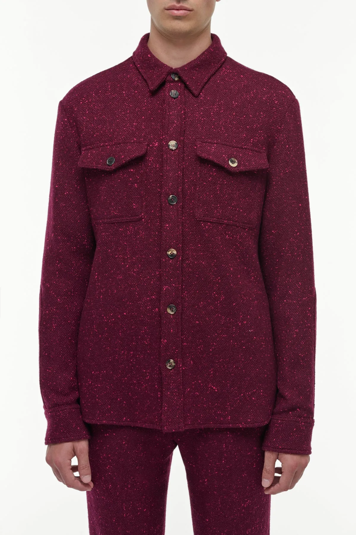 Lucas Overshirt in Bordeaux Speckled Cashmere sold by Gabriela Hearst product image thumbnail 2