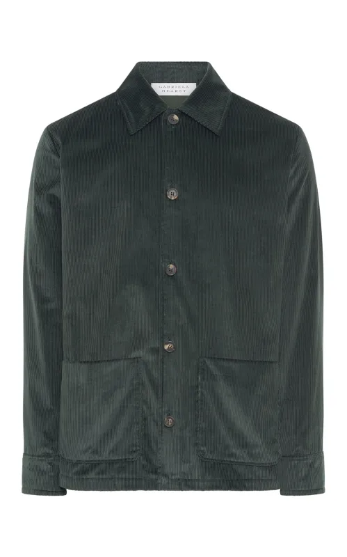 Javier Chore Jacket in English Green Sea Island Cotton Corduroy sold by Gabriela Hearst