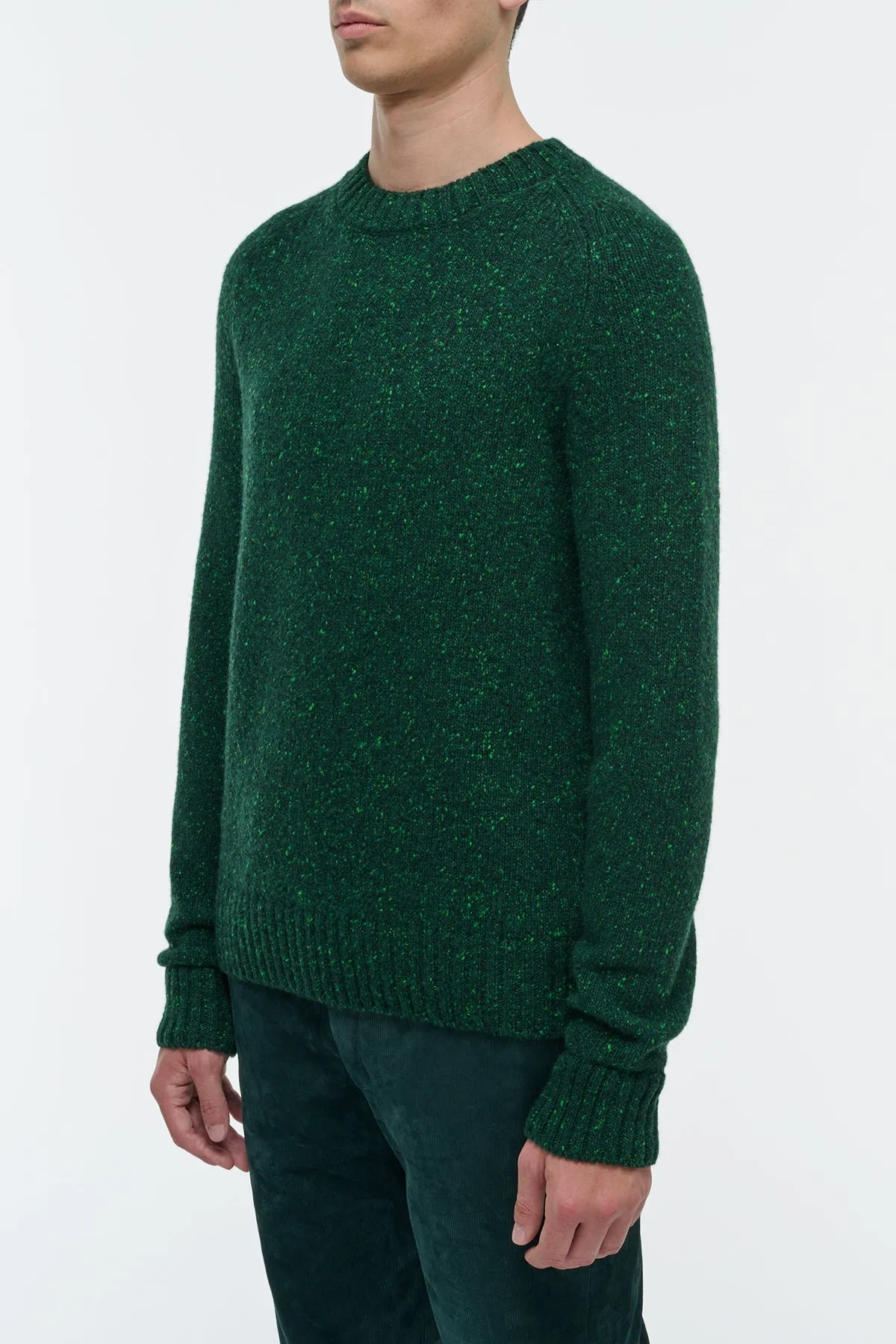 Daniel Knit Sweater in English Green Speckled Aran Cashmere sold by Gabriela Hearst product image thumbnail 3