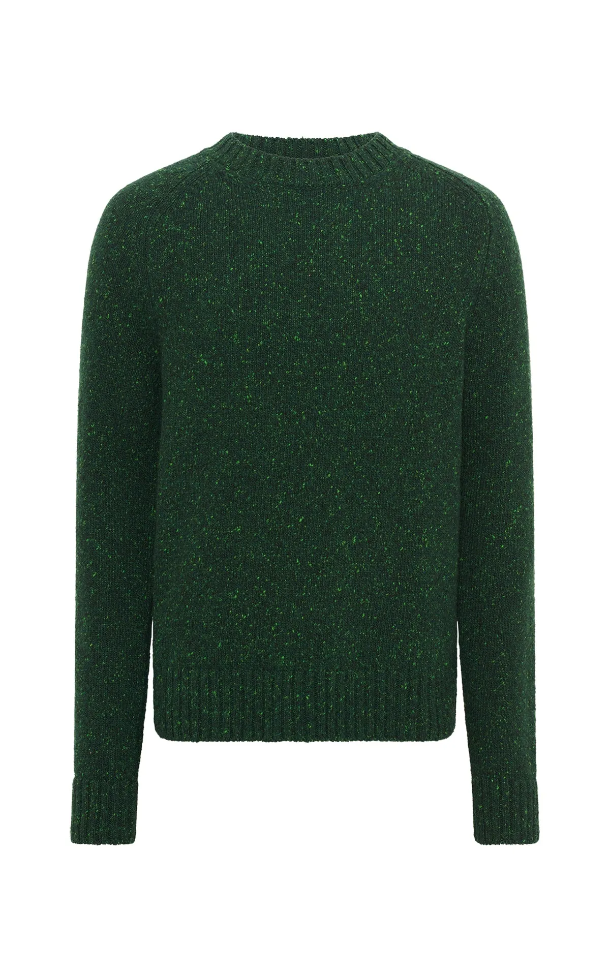 Daniel Knit Sweater in English Green Speckled Aran Cashmere sold by Gabriela Hearst