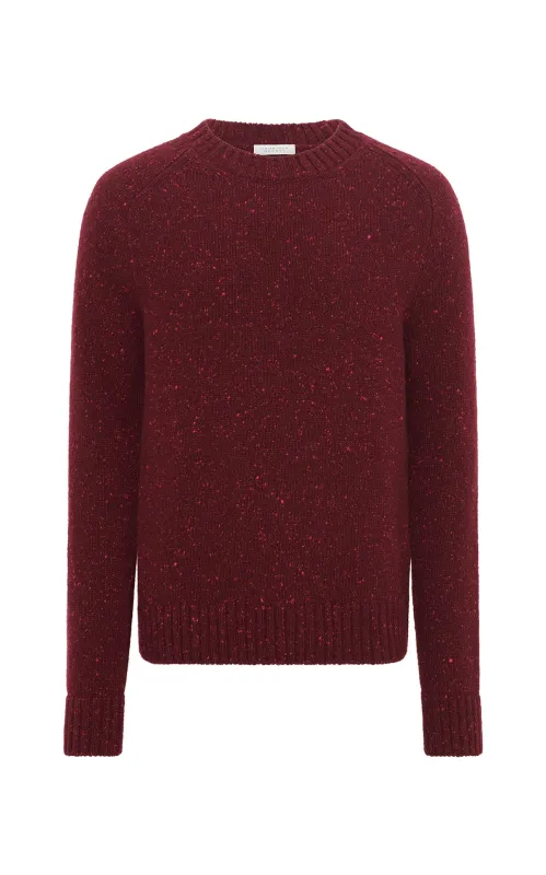 Daniel Knit Sweater in Bordeaux Speckled Aran Cashmere sold by Gabriela Hearst