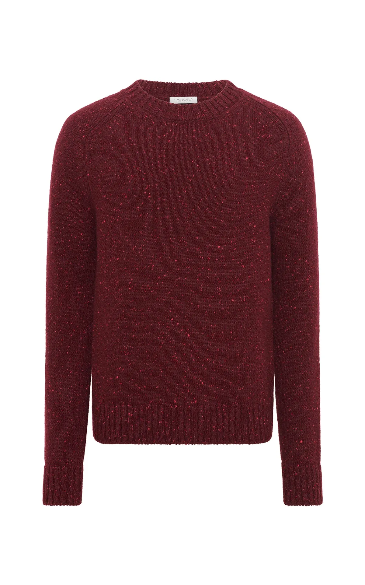 Daniel Knit Sweater in Bordeaux Speckled Aran Cashmere sold by Gabriela Hearst