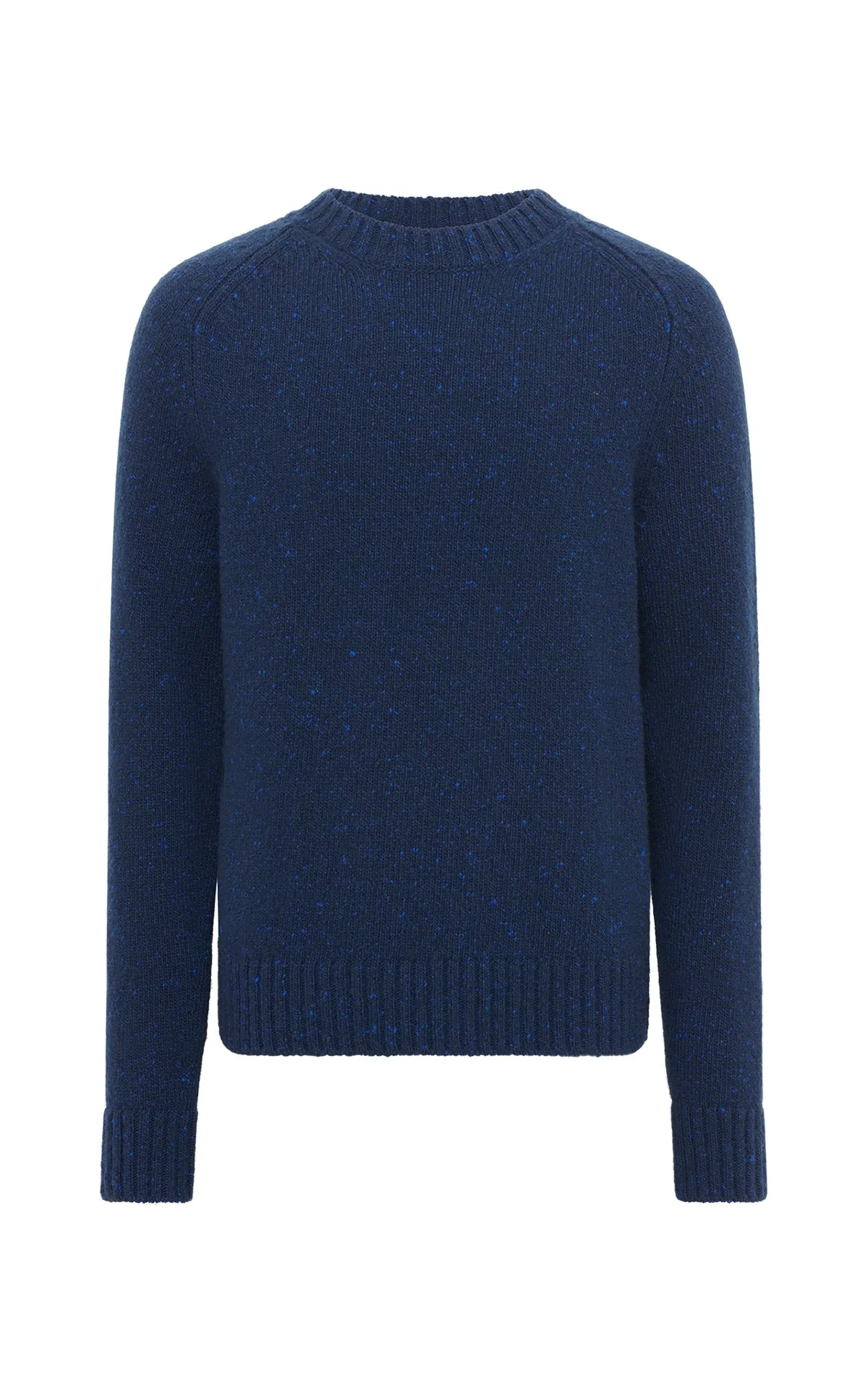 Daniel Knit Sweater in Electric Navy Speckled Aran Cashmere sold by Gabriela Hearst