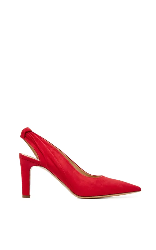 Amari Slingback Pump in Scarlet Red Suede made by Gabriela Hearst