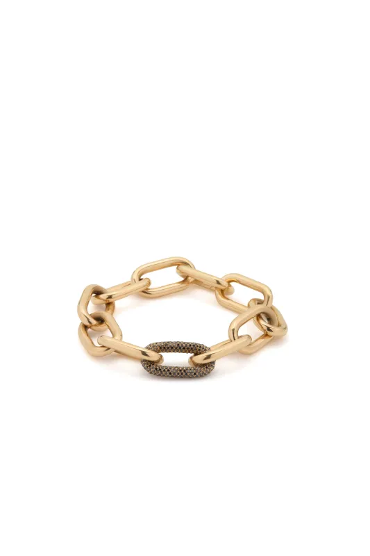 Micro Pave Link Bracelet in 18K Yellow Gold & Black Diamonds (Classic Links) sold by Gabriela Hearst