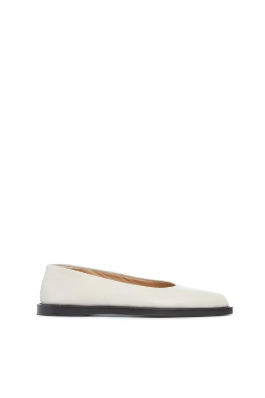 Kati Ballerina Flat Shoe in Cream Leather sold by Gabriela Hearst