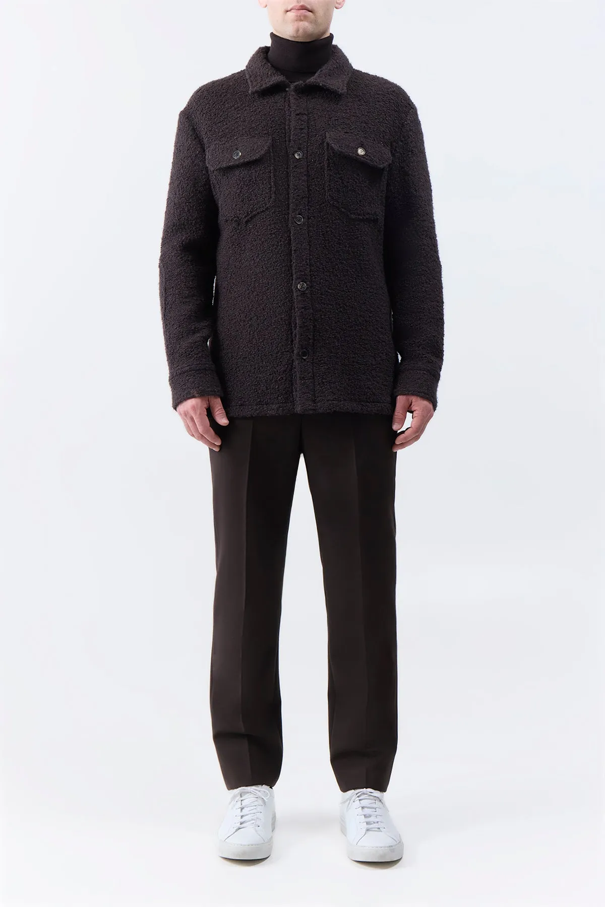 Fargo Overshirt in Chocolate Recycled Cashmere Boucle sold by Gabriela Hearst product image thumbnail 2