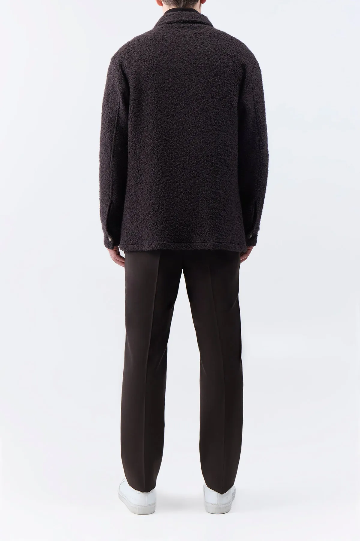 Fargo Overshirt in Chocolate Recycled Cashmere Boucle sold by Gabriela Hearst product image thumbnail 4