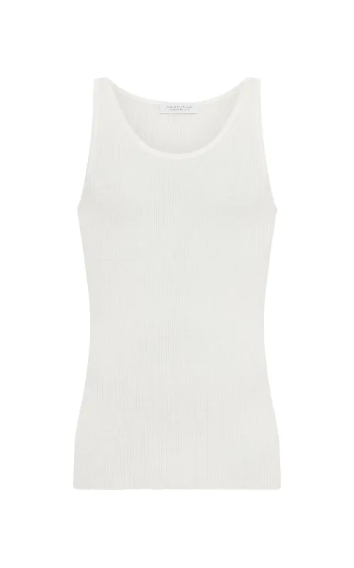 Leiva Knit Tank Top in Ivory Merino Wool sold by Gabriela Hearst