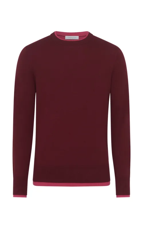 Wells Knit Sweater in Bordeaux Cashmere Silk sold by Gabriela Hearst