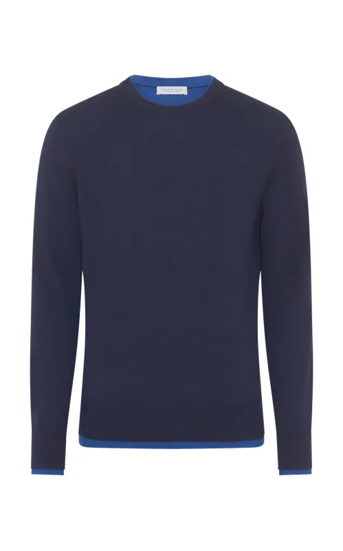 Wells Reversible Knit Sweater in Electric Navy & Cobalt Cashmere Silk sold by Gabriela Hearst