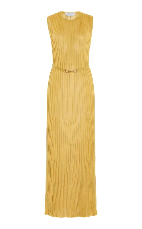 Meier Knit Dress in Gold Silk made by Gabriela Hearst