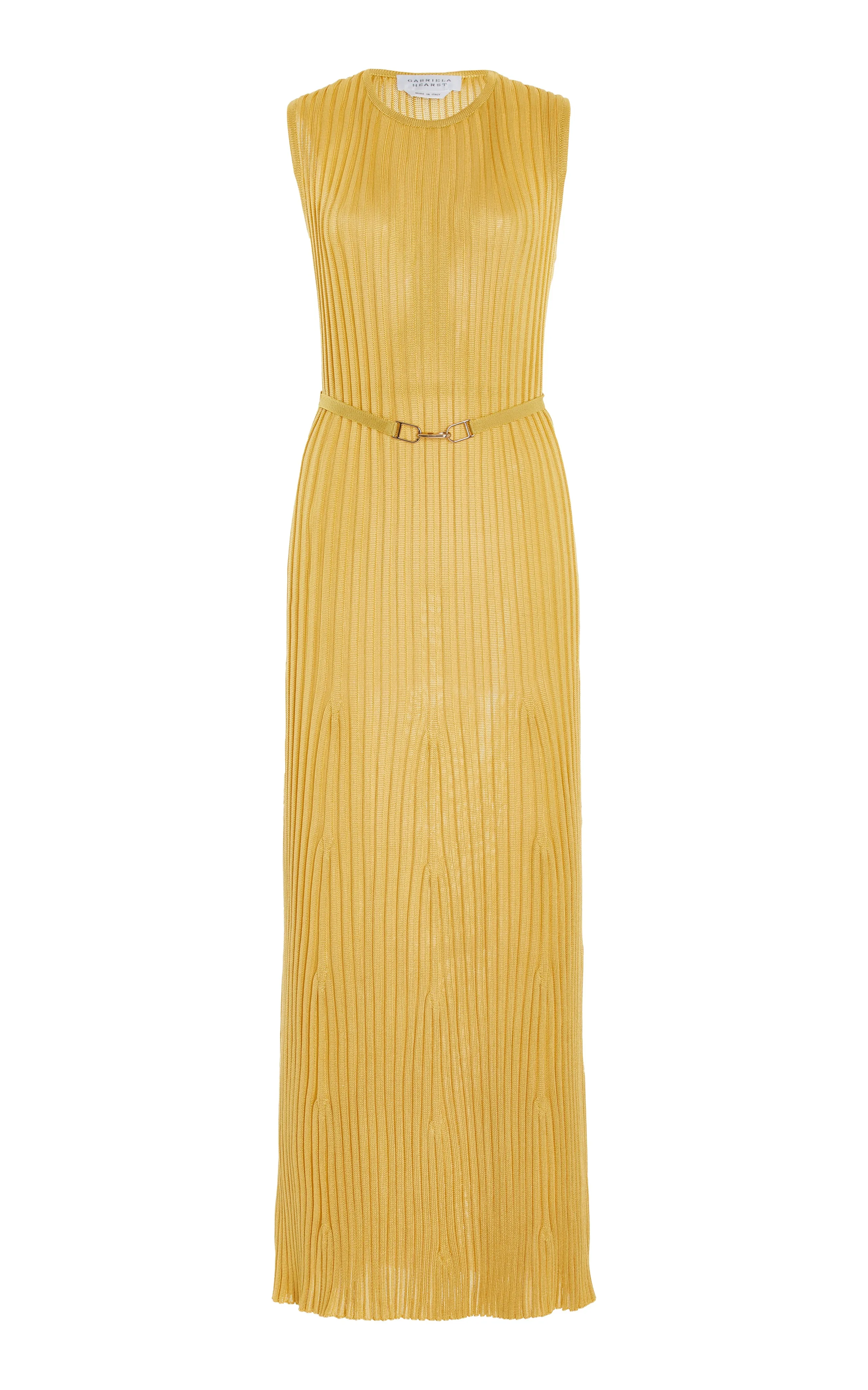 Meier Knit Dress in Gold Silk sold by Gabriela Hearst