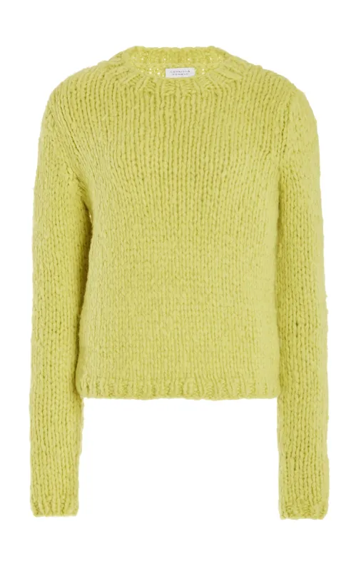 Dalton Knit Sweater in Lime Adamite Welfat Cashmere sold by Gabriela Hearst
