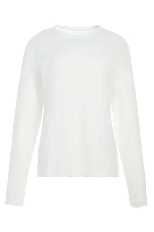 Combe Long Sleeve T-Shirt in White Fine Cotton Jersey sold by Gabriela Hearst