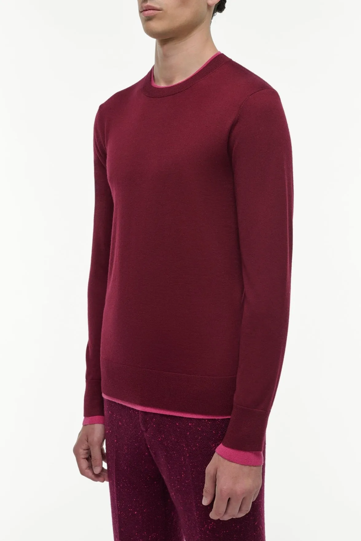 Wells Reversible Knit Sweater in Bordeaux & Fuchsia Cashmere Silk sold by Gabriela Hearst product image thumbnail 3