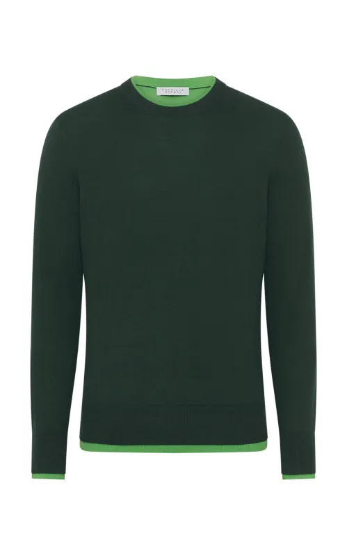 Wells Reversible Knit Sweater in English Green & Fluorescent Green Cashmere Silk sold by Gabriela Hearst