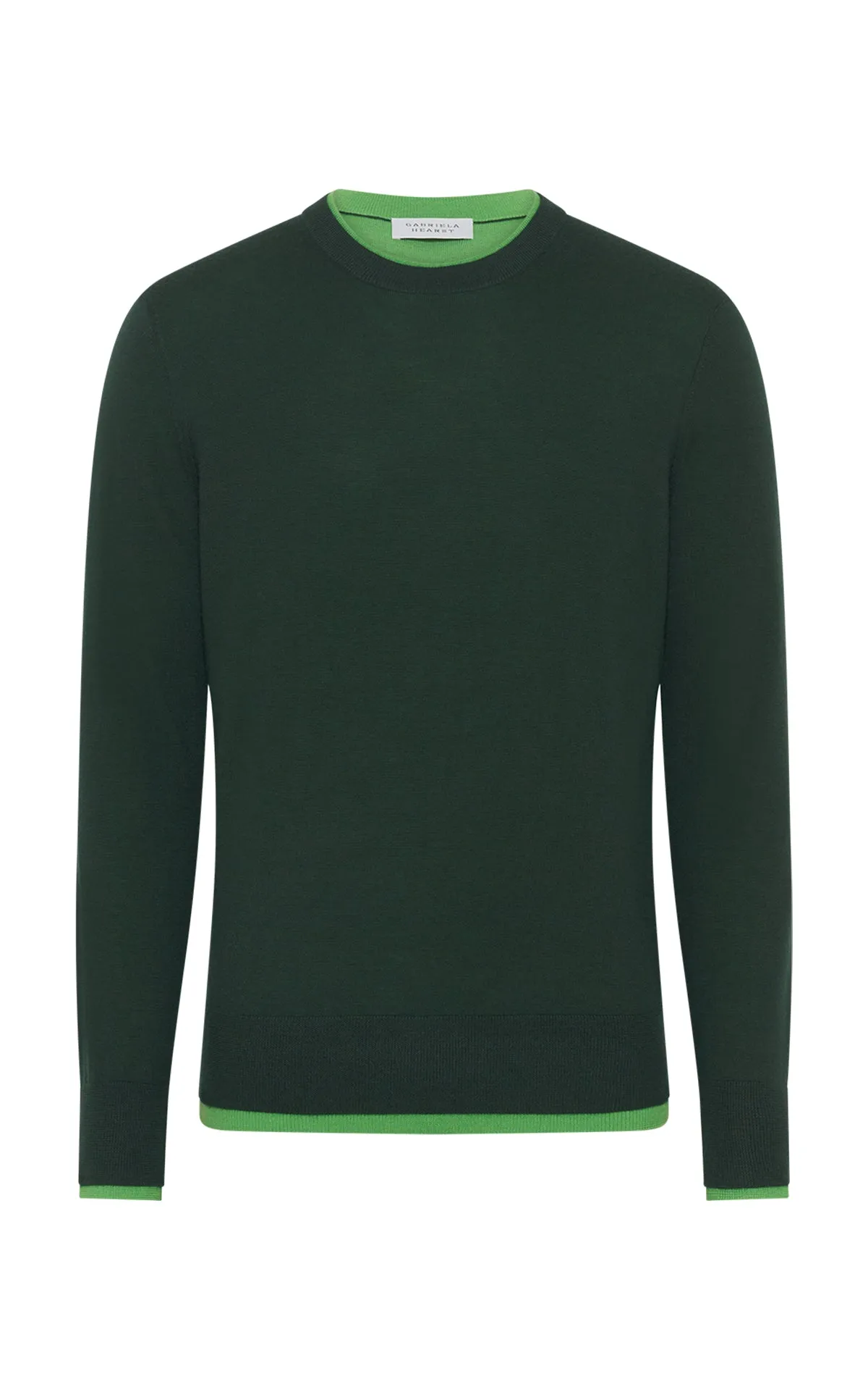 Wells Reversible Knit Sweater in English Green & Fluorescent Green Cashmere Silk sold by Gabriela Hearst
