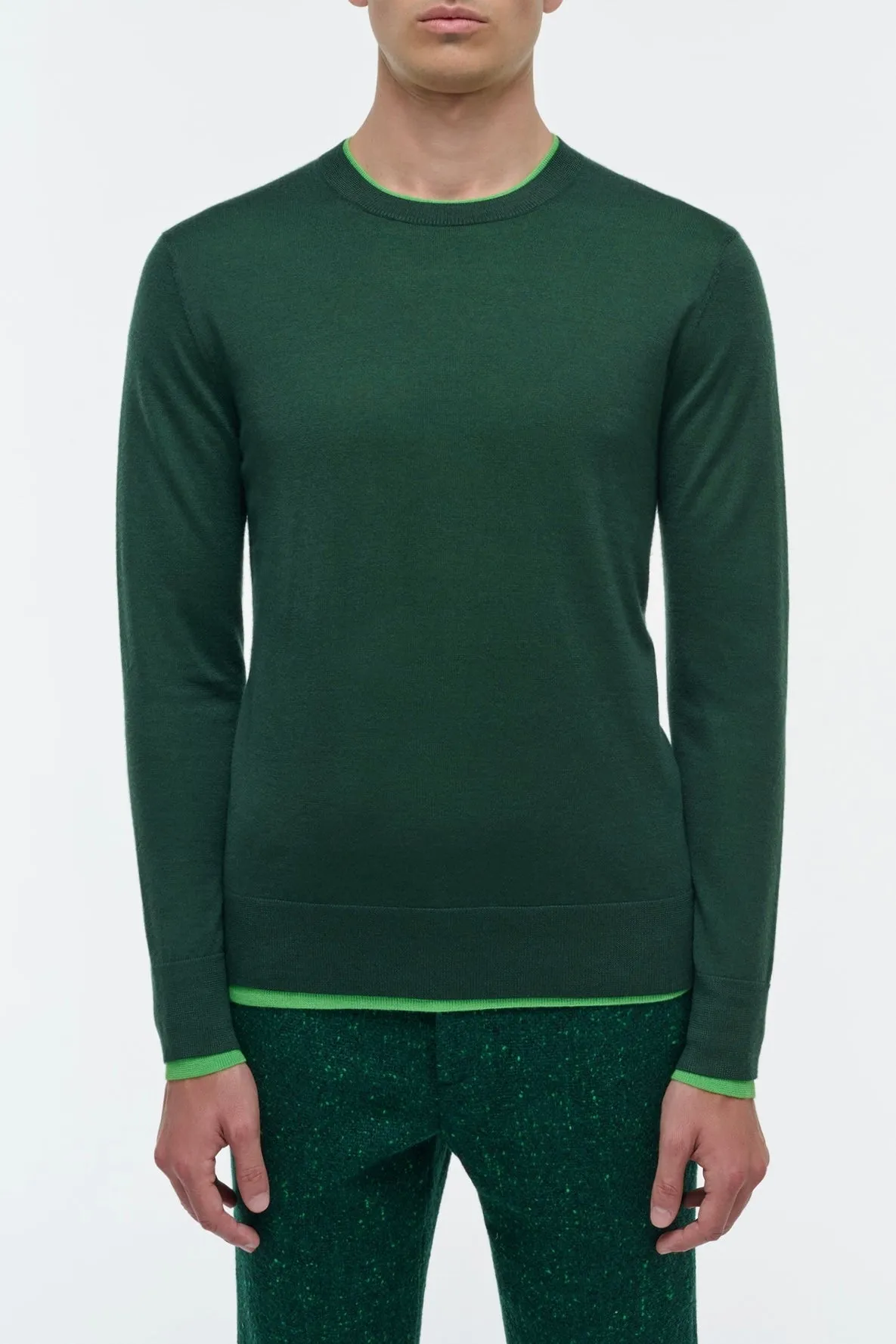 Wells Reversible Knit Sweater in English Green & Fluorescent Green Cashmere Silk sold by Gabriela Hearst product image thumbnail 2