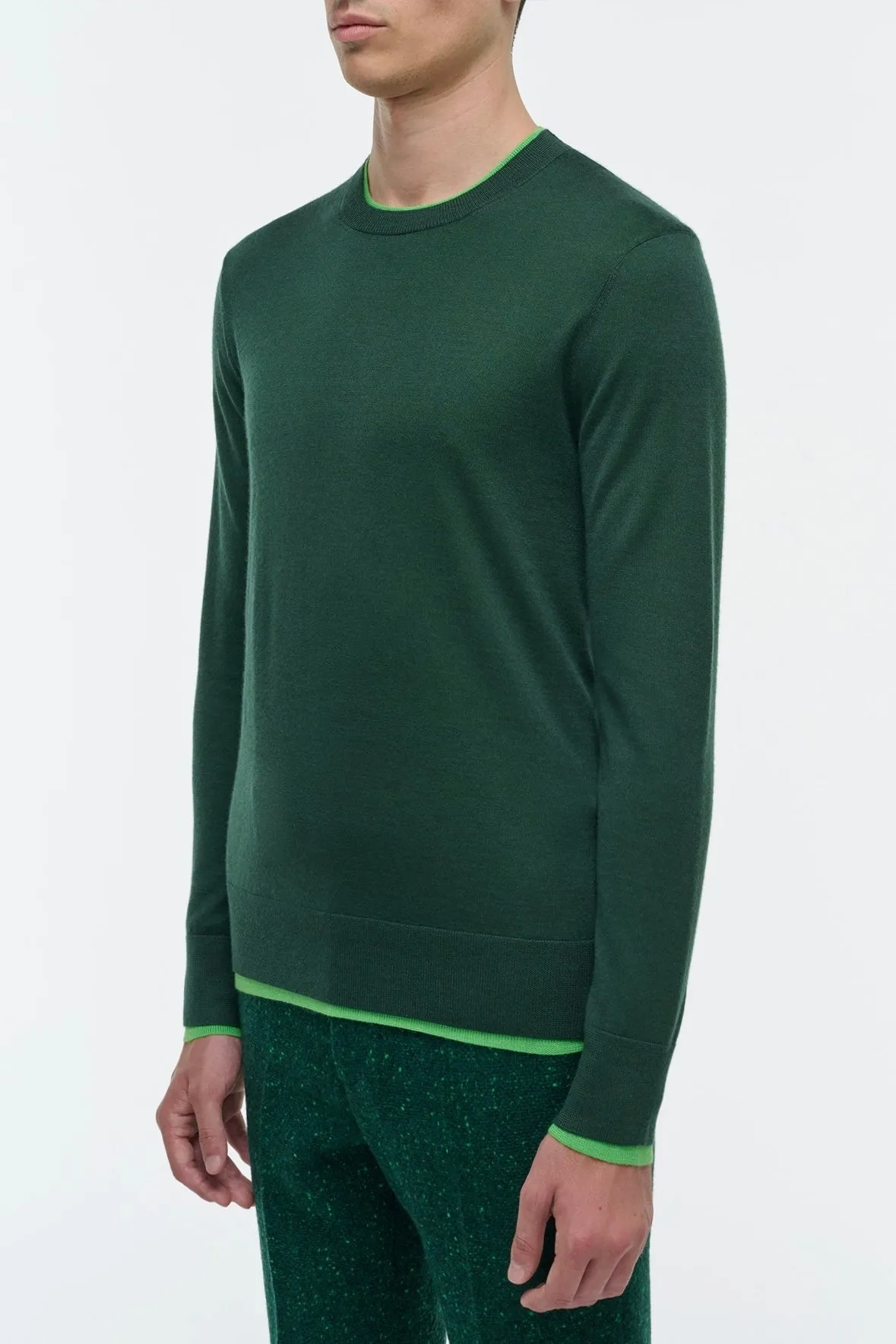 Wells Reversible Knit Sweater in English Green & Fluorescent Green Cashmere Silk sold by Gabriela Hearst product image thumbnail 3