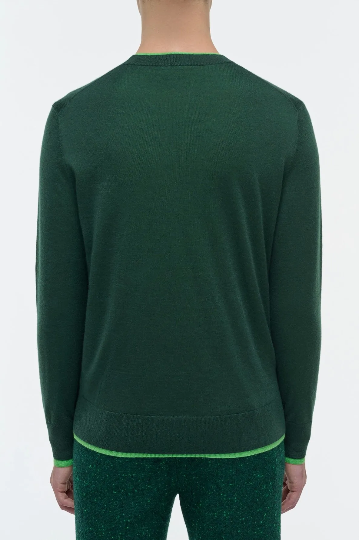 Wells Reversible Knit Sweater in English Green & Fluorescent Green Cashmere Silk sold by Gabriela Hearst product image thumbnail 4