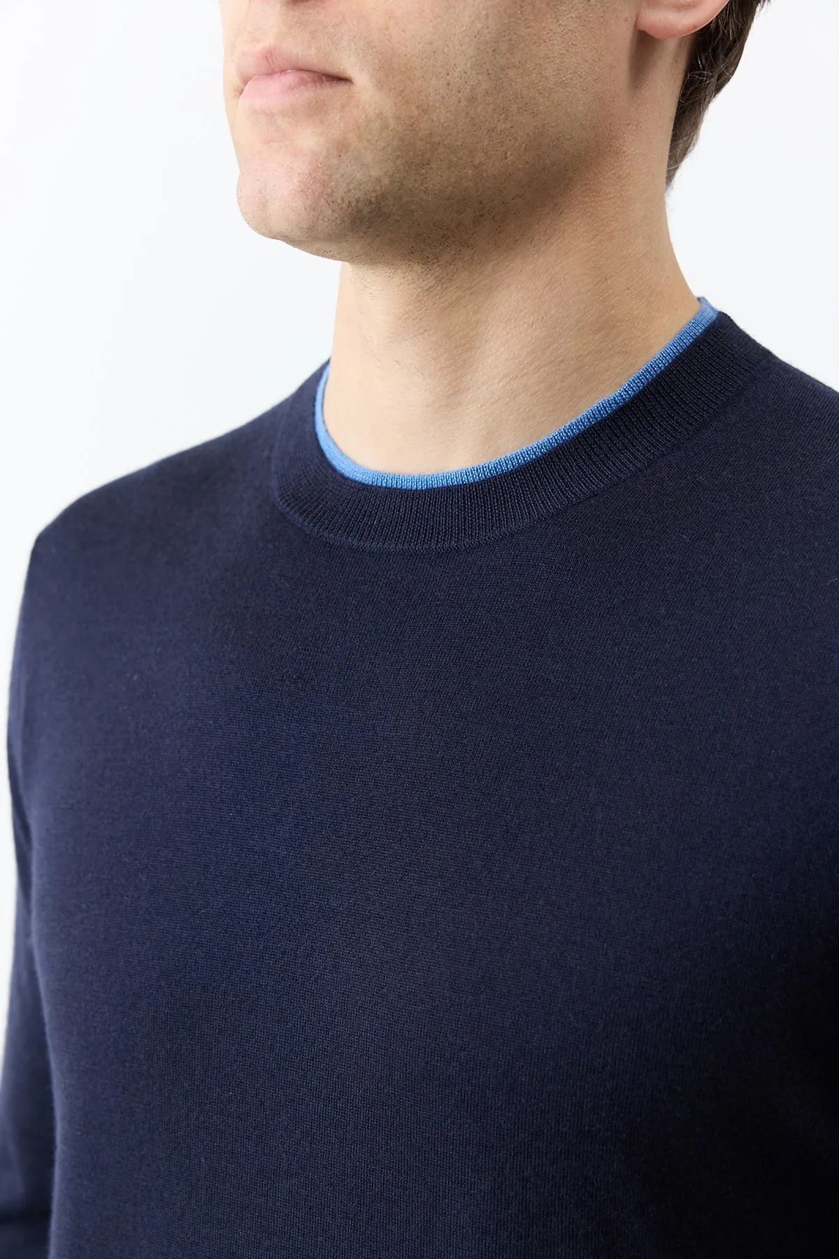 Wells Reversible Knit Sweater in Dark Navy & Sky Cashmere Silk sold by Gabriela Hearst product image thumbnail 2